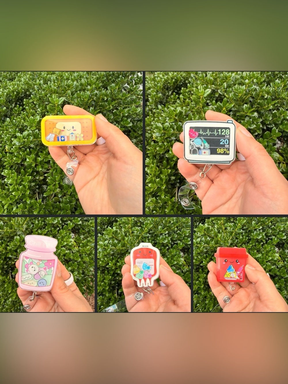Cute Shaker Medical-Themed Retractable Badge Reels - Assorted Colors